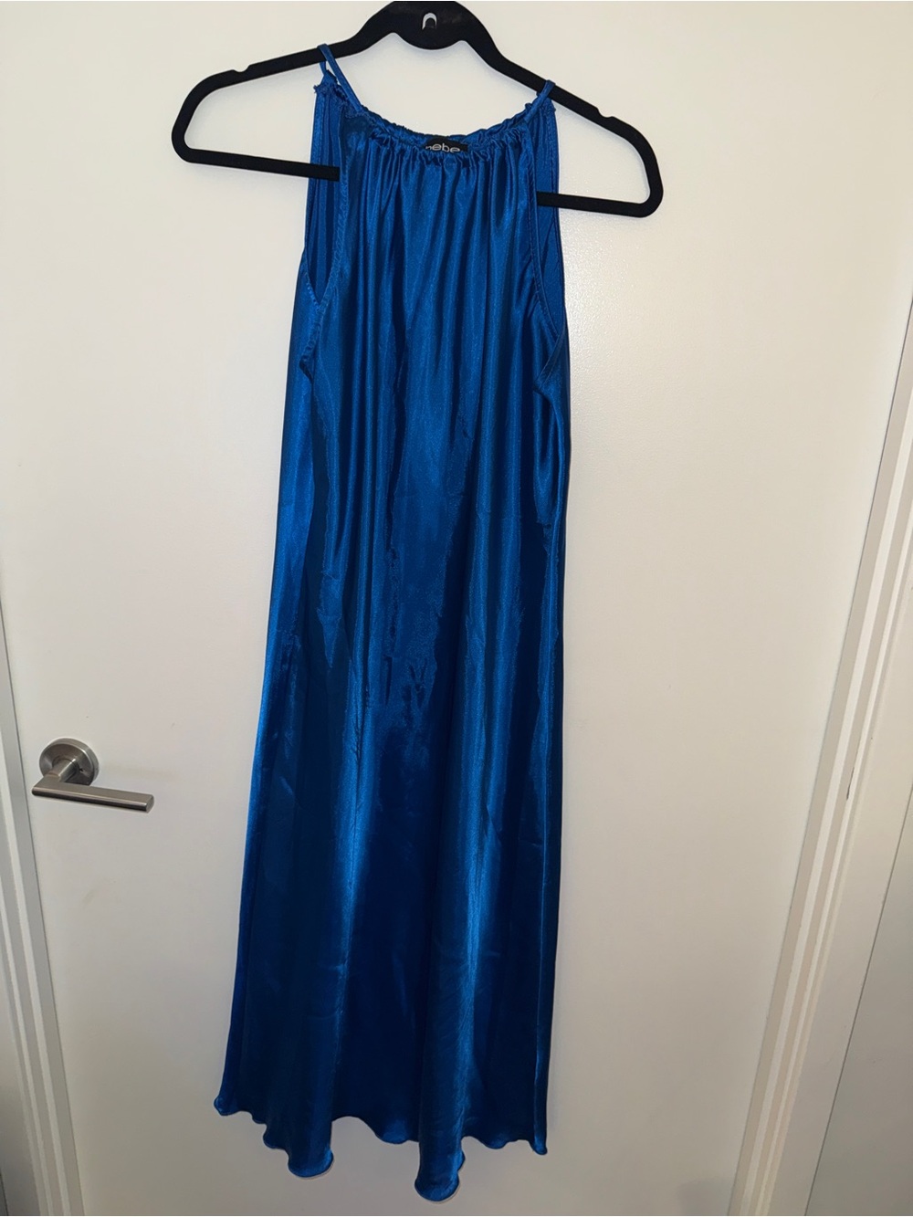 bebe Royal Blue Satin Maxi Skirt